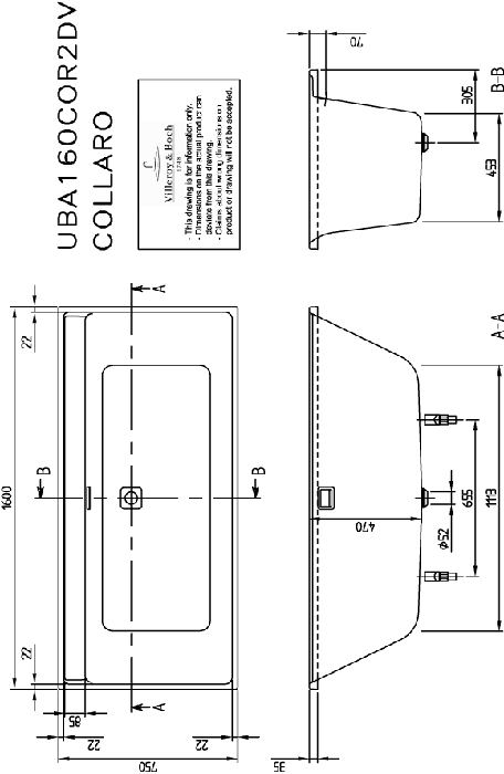 UBA160COR2DV-01 techninis brėžinys